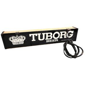 Vintage Tuborg Lighted Beer Sign Carling Brewing Co Black Ceiling Mount Electric